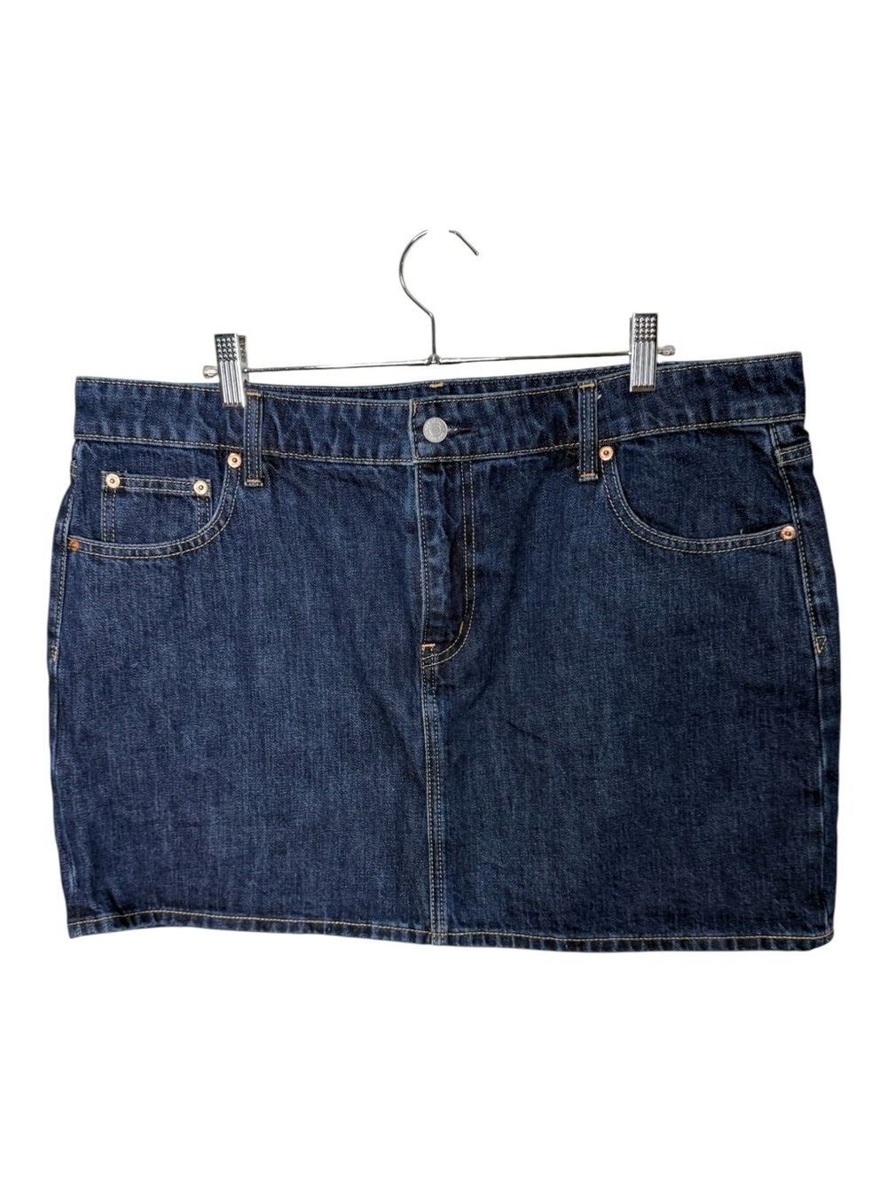 GAP Dark Wash Denim Mini Skirt Size 33 16 Tall Classic 5 Pocket Cotton Jean